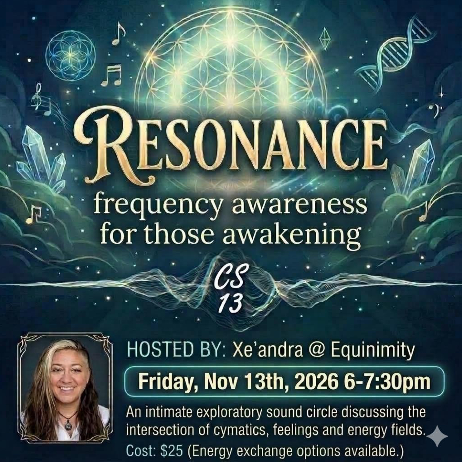 Resonance — frequency awareness for those awakening event flyer